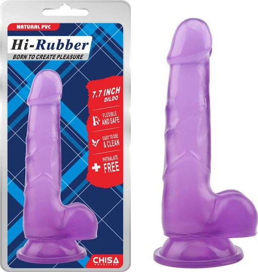 Chisa Novelties Dildo Hi-Rubber Реалистично дилдо с Топки и Вендуза Лилаво 20см