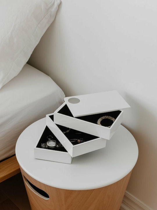 Umbra Spindle Jewellery Box Wooden with Drawer White 19x12.1x12.7cm