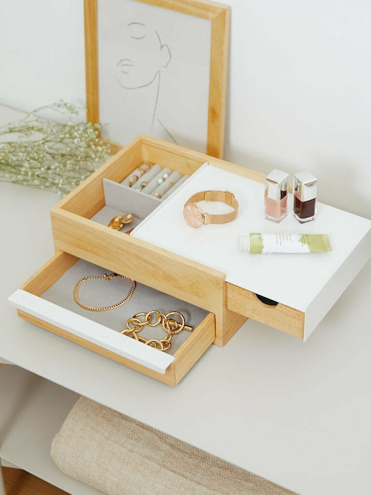 Umbra Stowit Wooden Jewellery Box with Drawer White 26x22.2x12.1cm