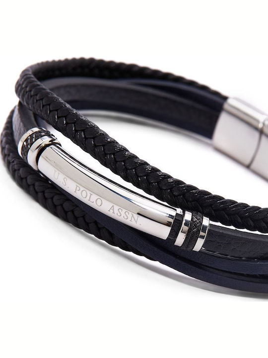 U.S. Polo Assn. Ανδρικό Βραχιόλι από Δέρμα 21cm