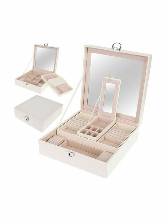Beautylushh Jewellery Box Faux Leather White 25.5x25.5x30cm Beautylushh Jewellery Box Faux Leather White 25.5x25.5x30cm