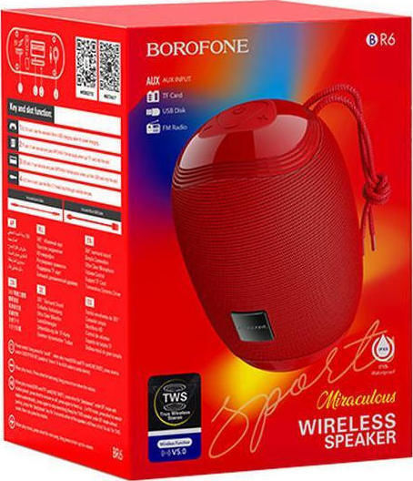 Borofone BR6 Miraculous Bluetooth Speaker 5W with Radio and Battery Life up to 2 hours Red