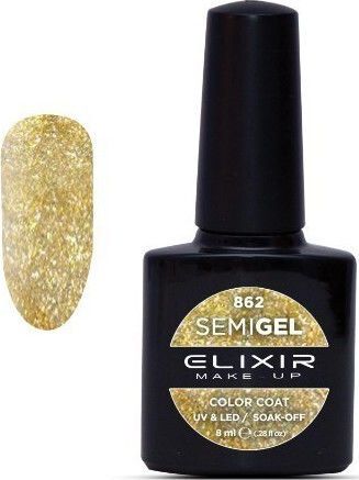 Elixir Semi Gel Semi-Permanent Nail Polish 862 with Glitter 8ml 1pcs