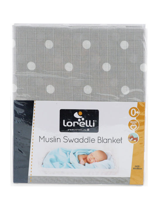 Lorelli Muslin Swaddle Blanket Dots Gray 80x80cm 10340091909