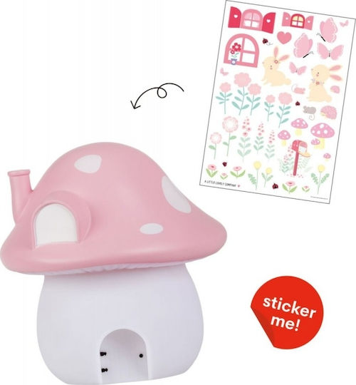 A Little Lovely Company Led Kids Decorative Lamp Mushroom House Pink 17.5x17.5x19εκ.