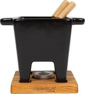 Boska Holland Tapas Porcelain Fondue Pot with Tea Light for 2 Persons Black 13.5x13.5x13.5cm