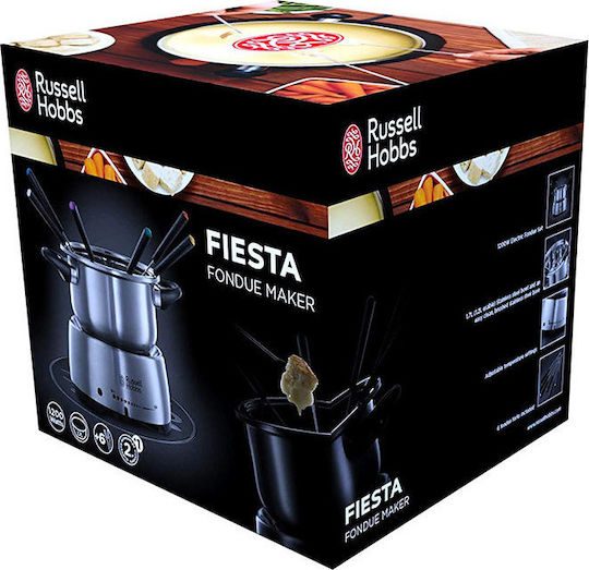 Russell Hobbs Fiesta Electric Stainless Steel Fondue Pot for 6 Persons Silver 1200W