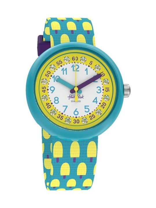 FlikFlak Kids Analog Watch Freeze with Fabric Strap Green