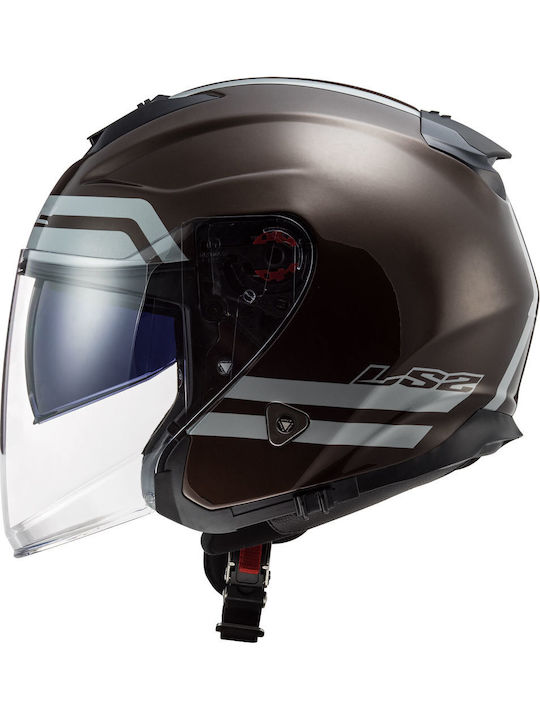 LS2 Infinity Hyper Jet mit Sun Visor Wood
