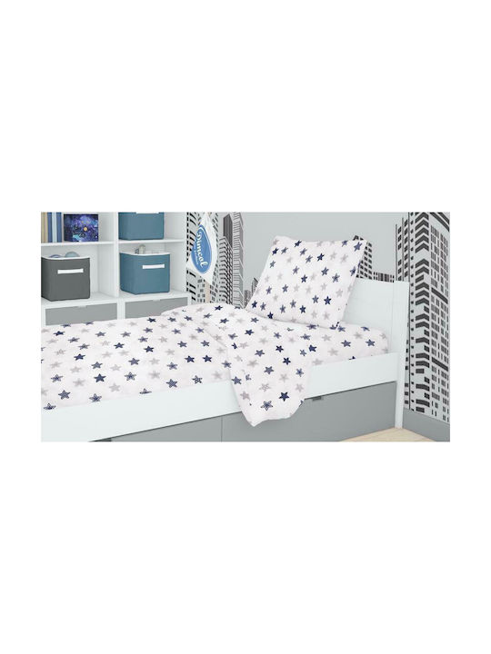 Dimcol Star Бебешки Чаршаф За Количка Памук с ластик Син 70x140бр