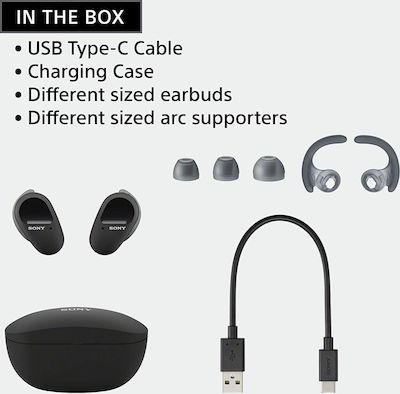 Sony WF-SP800N In-Ear Bluetooth-Freisprecheinrichtung Kopfhörer mit Schweißresistenz und Ladeetui Schwarz