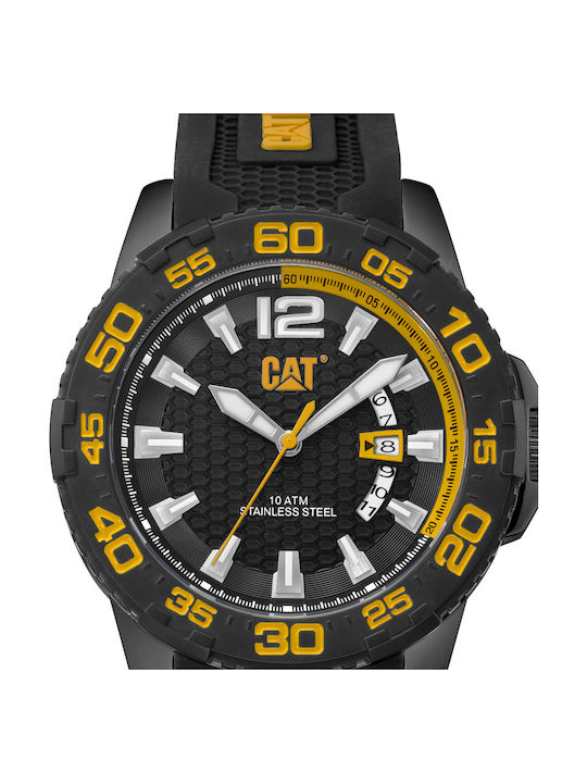 CAT Drive Date Watch Battery with Black Rubber Strap