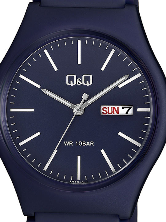 Q&Q Women's Watch with Navy Blue Rubber Strap