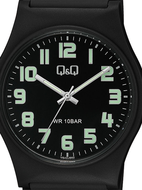 Q&Q Herrenuhr 40mm Batterie mit Schwarz Kautschukarmband