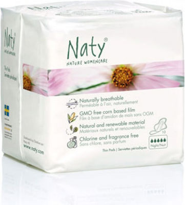 Naty Pads Hygienepads mit Flügeln Nacht für Starke Strömung 5 Tropfen 10Stück