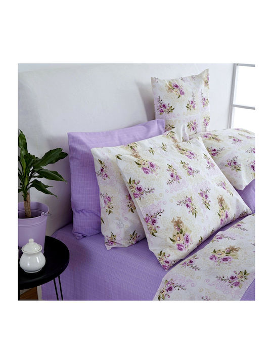 SB Home Fleur Σετ Σεντόνια Υπέρδιπλα 240x265εκ. Λιλά (4τμχ)