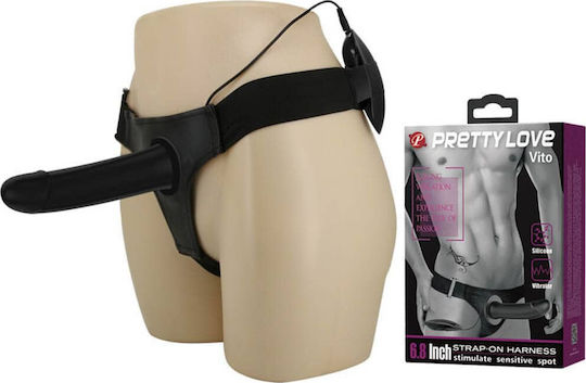 Pretty Love Vito Harness με Dildo 17.3cm και Δόνηση σε Μαύρο Χρώμα
