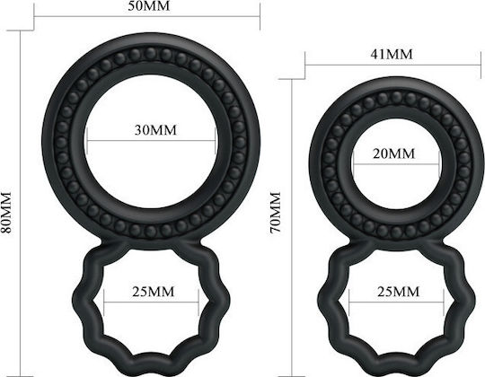Baile Ring Set Set Ringe Schwanz Silikon Schwarz 2Stück BI-210172