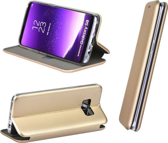 Forcell Elegance Buchen Sie Synthetisches Leder Gold (Galaxy A6+ 2018)