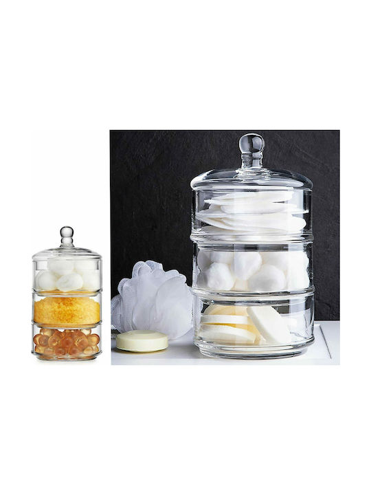 Alpina Appliances 3-Level Storage Jar General Use with Lid Glass Transparent 12x12x23cm 1 Pieces