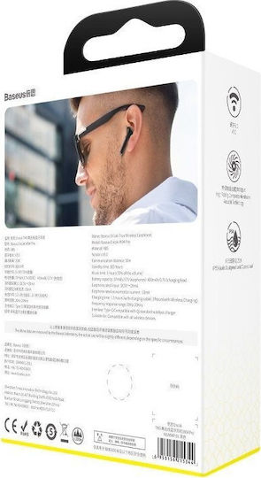 Baseus W04 Pro Earbud Bluetooth Handsfree Ακουστικά με Αντοχή στον Ιδρώτα και Θήκη Φόρτισης Μαύρα