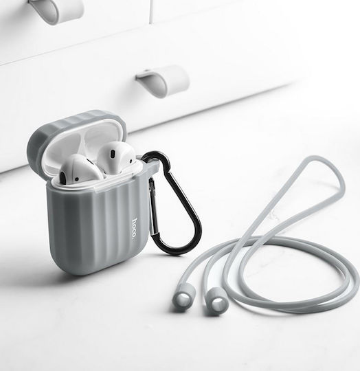 Hoco WB10 Калъф Силиконов С Кука В Сив Цвят За Apple AirPods