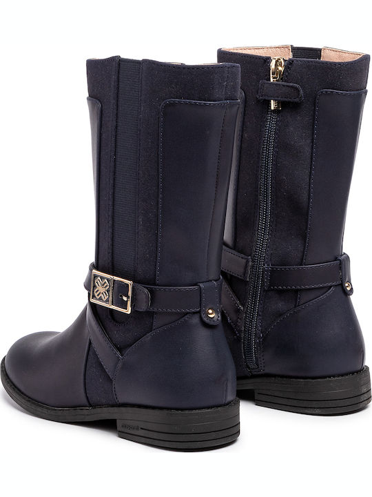 Mayoral Kids Leather Boots with Zipper Navy Blue