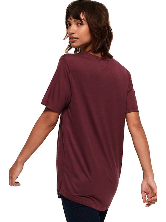Superdry Edit Tencel Women's Oversized T-shirt Burgundy