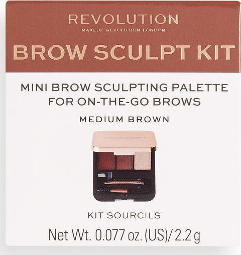 Revolution Beauty Brow Sculpt Kit Eyebrow Makeup Palette Medium Brown