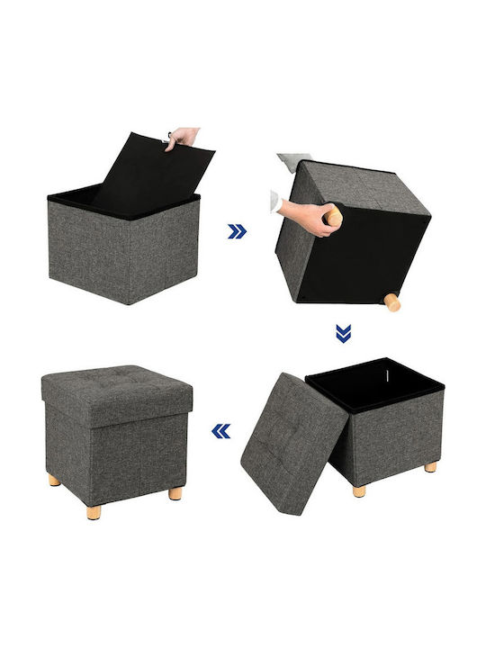 Scaune Camera de zi Cu spațiu de depozitare Tapițat cu Țesătură Cărbune de lemn 38x38x40buc