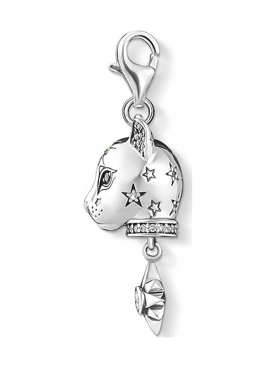 Thomas Sabo Cat Silver Charm din Argintiu cu Zirconiu