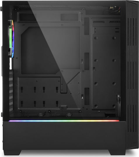 Sharkoon RGB-Beleuchtung 100 Gaming Midi-Turm Computergehäuse mit Seitenfenster Schwarz