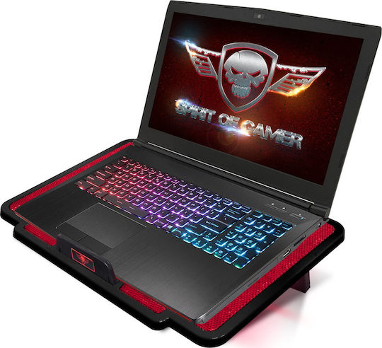 Spirit of Gamer Air Blade 100 Pad de răcire pentru Laptop până la 15.6" cu 2 Ventilatoare și Iluminare Roșu