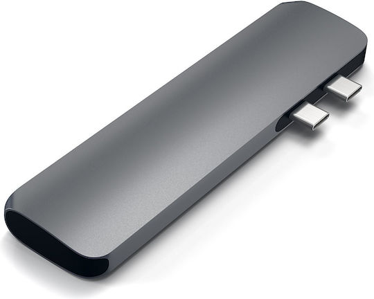 Satechi Dual USB-C Docking Station mit HDMI 4K PD und Verbindung 2 Monitore Gray (ST-CMBPM)