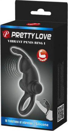 Pretty Love Vib Bunny Ring Δονούμενο Δαχτυλίδι Πέους Μαύρο BI-210204