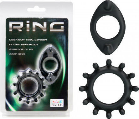 Baile Ring Σετ Δαχτυλίδια Πέους Σιλικόνης Μαύρα BI-210161