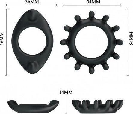 Baile Ring Σετ Δαχτυλίδια Πέους Σιλικόνης Μαύρα BI-210161