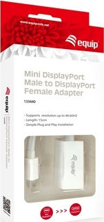 Equip Konverter Mini-DisplayPort männlich zu DisplayPort weiblich Weiß 1Stück 133440