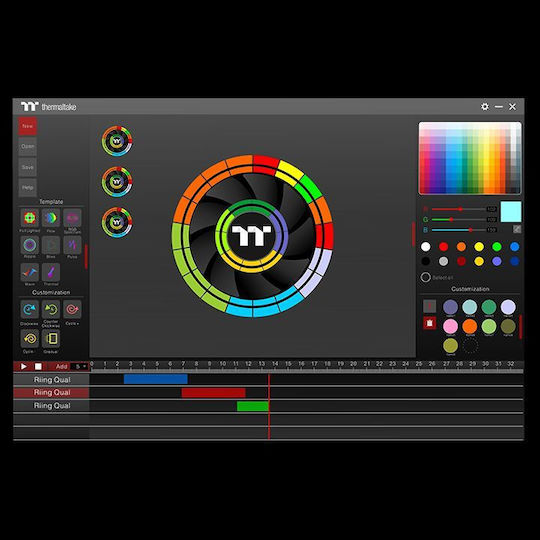 Thermaltake Quad 12 Radiator Case Fan TT Premium 120mm (1500rpm / 40.9cfm) with RGB Lighting and 4-Pin Molex Connection Pack of 3