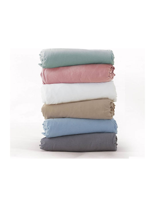 Nef-Nef Homeware Cearceaf Jersey Single cu Elastic 100x200+30εκ. Alb