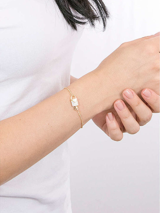 Michael Kors Women's Silver Chain Bracelet Gold Plated with Zircon 17.5cm