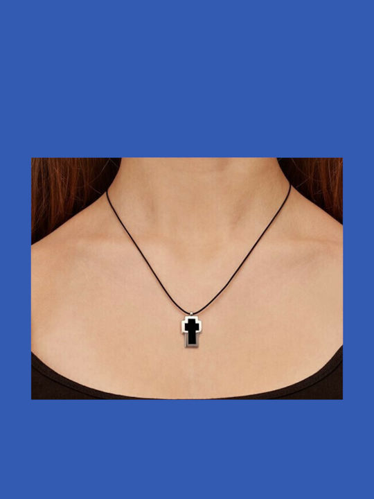Very Gavello Λευκόχρυσος Σταυρός 9Κ με Κορδόνι Tattoo VPTA L