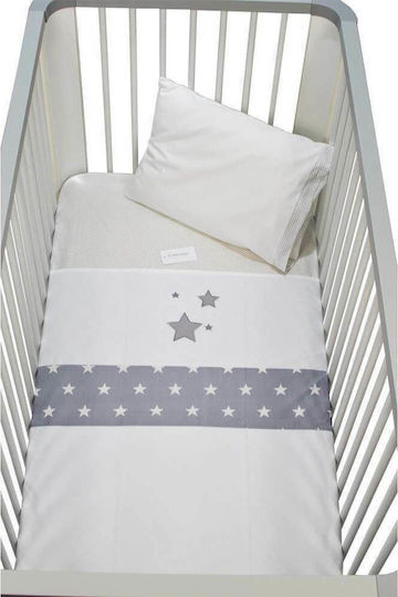 Bebe Stars Stars Set Baby Bettlaken Für Krippe Baumwolle Angepasst Gray 110x160cm 3Stück