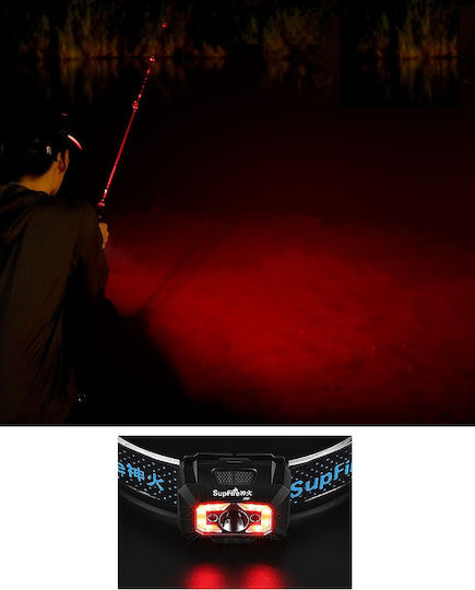 Superfire Rechargeable Headlamp LED IP44 with Maximum Brightness 500lm Black