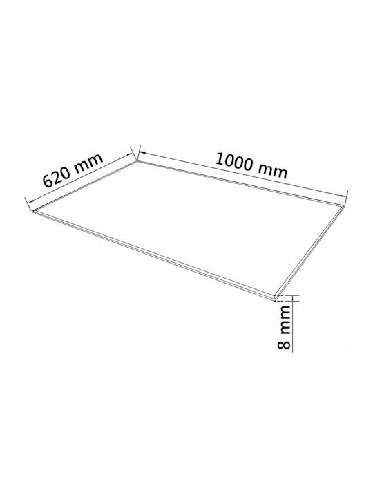 vidaXL Rectangular Table Surface made of Glass in Transparent Color 100x62cm 243633 1pcs