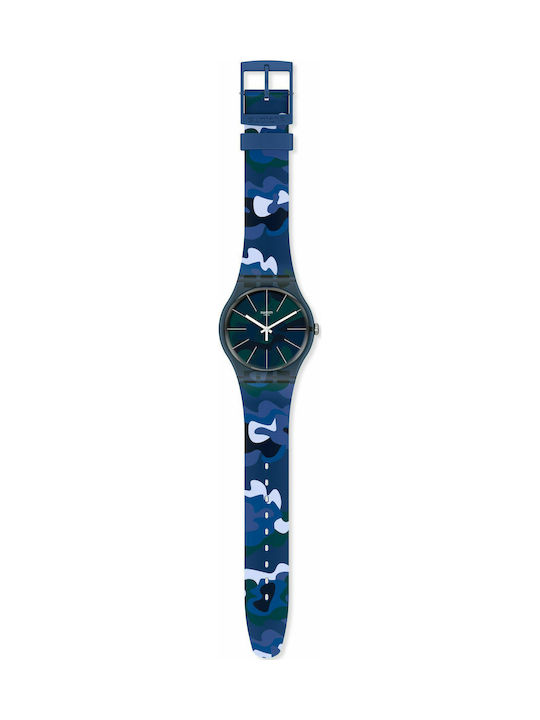 Swatch Camouclouds Watch with Rubber Strap