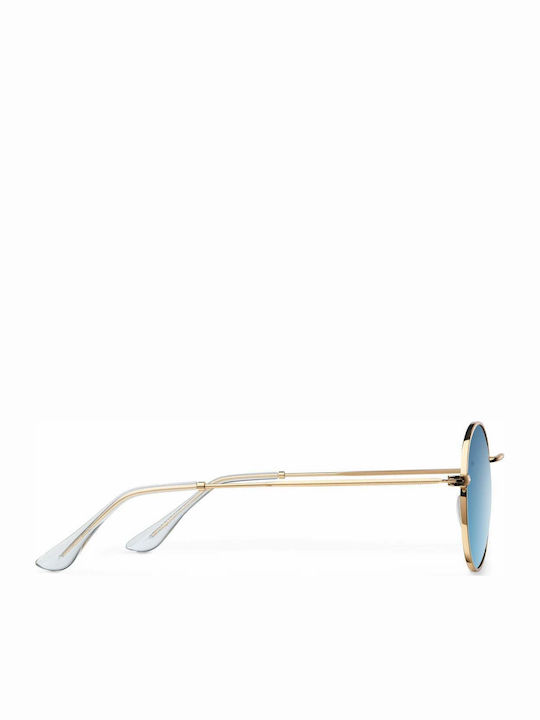 Meller Kendi Unisex Sunglasses with Gold Metal Frame and Blue Polarized Lens KE-GOLDSEA