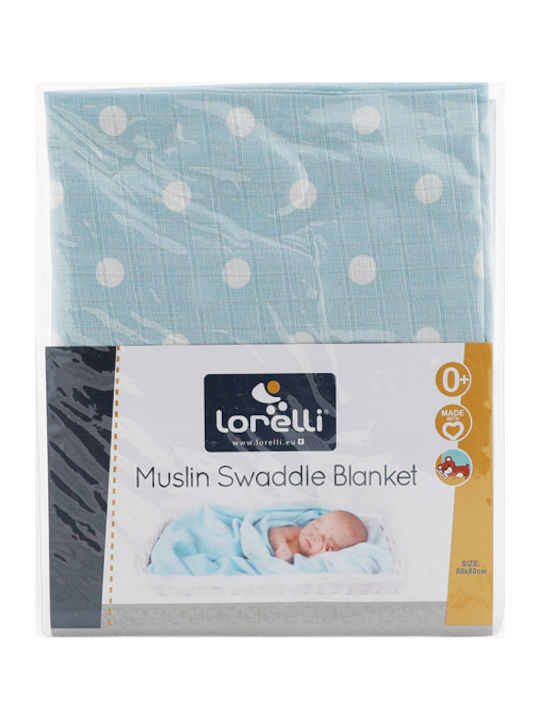 Lorelli Dots Piqué-Swaddle-Tuch in Hellblau Farbe 80x80cm. 1Stück