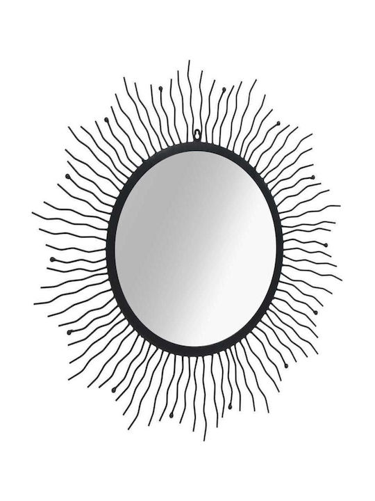 vidaXL Ήλιος Wall Mirror with Black Metallic Frame Diameter 80cm 1pcs