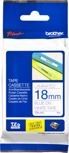 Brother TZe-243 Label Maker Tape 8m x 18mm in White Colour Compatible with Brother TZe/TZ